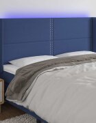 vidaXL LED горна табла за легло синя 183x16x118/128 см плат