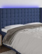 vidaXL LED горна табла за легло синя 183x16x118/128 см плат