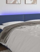 vidaXL LED горна табла за легло синя 200x5x78/88 см плат