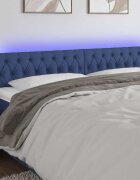 vidaXL LED горна табла за легло синя 200x7x78/88 см плат