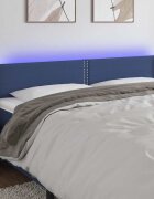 vidaXL LED горна табла за легло синя 203x16x78/88 см плат