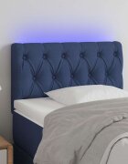 vidaXL LED горна табла за легло синя 80x7x78/88 см плат