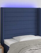 vidaXL LED горна табла за легло синя 83x16x118/128 см плат