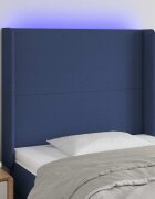 vidaXL LED горна табла за легло синя 83x16x118/128 см плат