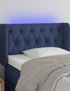 vidaXL LED горна табла за легло синя 83x16x78/88 см плат