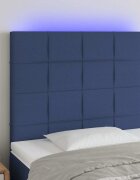 vidaXL LED горна табла за легло синя 90x5x118/128 см плат