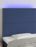 vidaXL LED горна табла за легло синя 90x5x118/128 см плат
