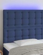 vidaXL LED горна табла за легло синя 90x5x118/128 см плат