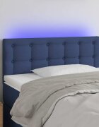 vidaXL LED горна табла за легло синя 90x5x78/88 см плат