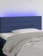 vidaXL LED горна табла за легло синя 90x5x78/88 см плат