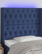 vidaXL LED горна табла за легло синя 93x16x118/128 см плат