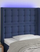 vidaXL LED горна табла за легло синя 93x16x118/128 см плат