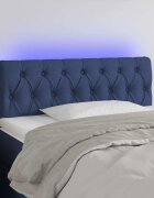 vidaXL LED горна табла за легло синя100x7x78/88 см плат