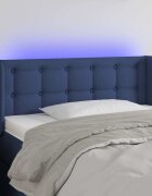 vidaXL LED горна табла за легло синя93x16x78/88 см плат
