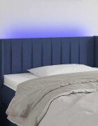 vidaXL LED горна табла за легло синя93x16x78/88 см плат