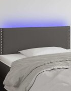 vidaXL LED Горна табла за легло сива 100x5x78/88 см изкуствена кожа
