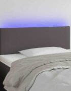 vidaXL LED Горна табла за легло сива 100x5x78/88 см изкуствена кожа