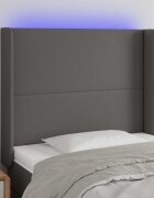 vidaXL LED горна табла за легло сива 103x16x118/128 см