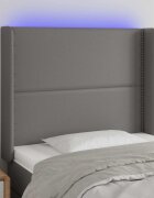 vidaXL LED горна табла за легло сива 103x16x118/128 см