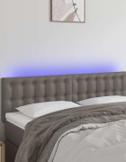 vidaXL LED Горна табла за легло сива 144x5x78/88 см изкуствена кожа