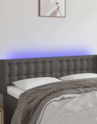 vidaXL LED горна табла за легло сива 147x16x78/88см изкуствена кожа