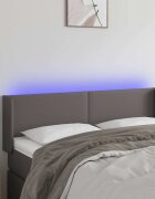 vidaXL LED горна табла за легло сива 147x16x78/88см изкуствена кожа