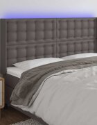 vidaXL LED горна табла за легло сива 163x16x118/128 см