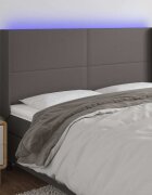 vidaXL LED горна табла за легло сива 163x16x118/128 см