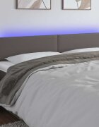 vidaXL LED Горна табла за легло сива 180x5x78/88 см изкуствена кожа