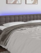 vidaXL LED Горна табла за легло сива 200x5x78/88 см изкуствена кожа