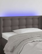 vidaXL LED горна табла за легло сива 83x16x78/88 см изкуствена кожа