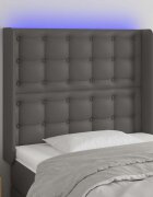 vidaXL LED горна табла за легло сива 93x16x118/128 см