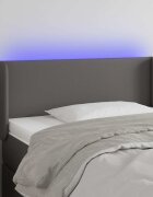 vidaXL LED горна табла за легло сива 93x16x78/88 см изкуствена кожа