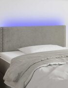 vidaXL LED горна табла за легло светлосива 100x5x78/88 см кадифе