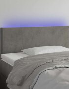 vidaXL LED горна табла за легло светлосива 100x5x78/88 см кадифе