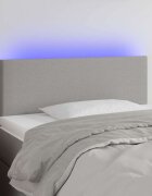 vidaXL LED горна табла за легло светлосива 100x5x78/88 см плат