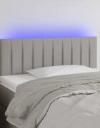 vidaXL LED горна табла за легло светлосива 100x5x78/88 см плат
