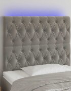 vidaXL LED горна табла за легло светлосива 100x7x118/128 см кадифе