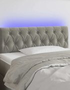 vidaXL LED Горна табла за легло светлосива 100x7x78/88 см кадифе