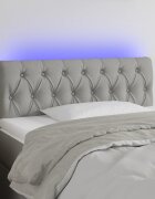 vidaXL LED горна табла за легло светлосива 100x7x78/88 см плат