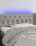 vidaXL LED горна табла за легло светлосива 103x16x78/88 см плат