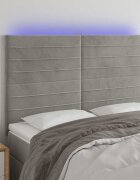 vidaXL LED горна табла за легло светлосива 144x5x118/128 см кадифе