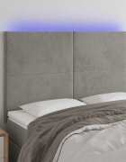 vidaXL LED горна табла за легло светлосива 144x5x118/128 см кадифе