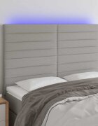 vidaXL LED горна табла за легло светлосива 144x5x118/128 см плат