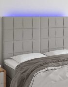 vidaXL LED горна табла за легло светлосива 144x5x118/128 см плат