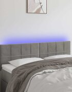 vidaXL LED горна табла за легло светлосива 144x5x78/88 см кадифе