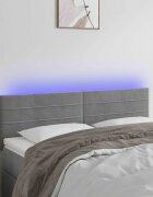 vidaXL LED горна табла за легло светлосива 144x5x78/88 см кадифе