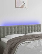 vidaXL LED горна табла за легло светлосива 144x5x78/88 см кадифе