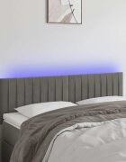 vidaXL LED горна табла за легло светлосива 144x5x78/88 см кадифе