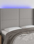 vidaXL LED горна табла за легло светлосива 147x16x118/128 см плат